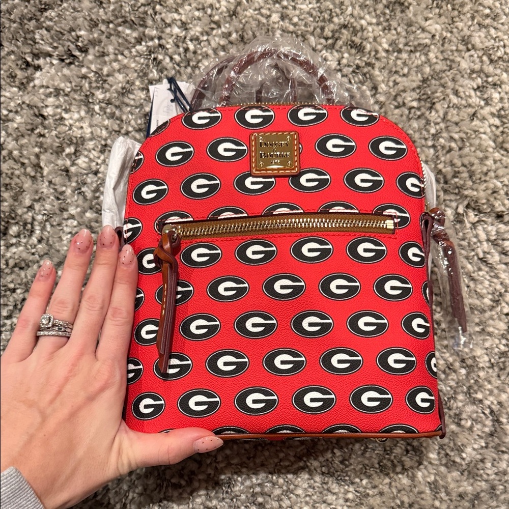 Dooney & Bourke Red Patterned Backpack NWT - image 2